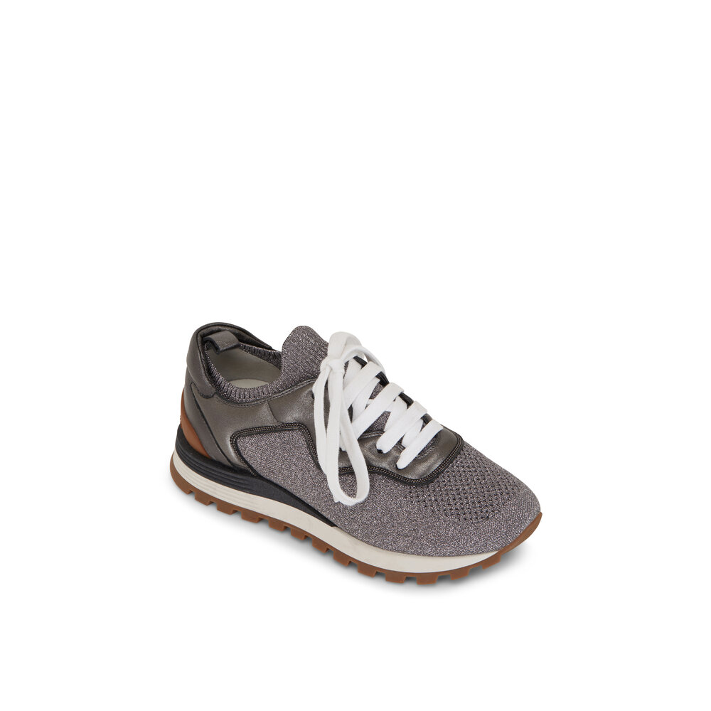 【あすつく】 Knit Metallic Gray Light - Cucinelli Brunello & Sneaker Leather トップス