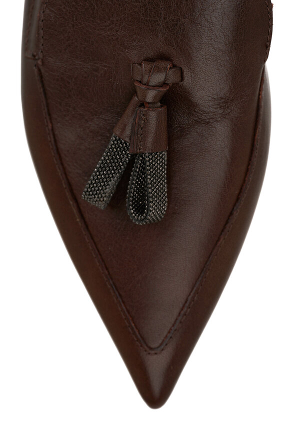 Brunello Cucinelli - Cacao Pointed Toe Tassel Flat 