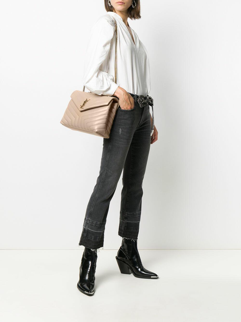 Saint Laurent - Loulou Monogram Dark Beige Quilted Shoulder Bag