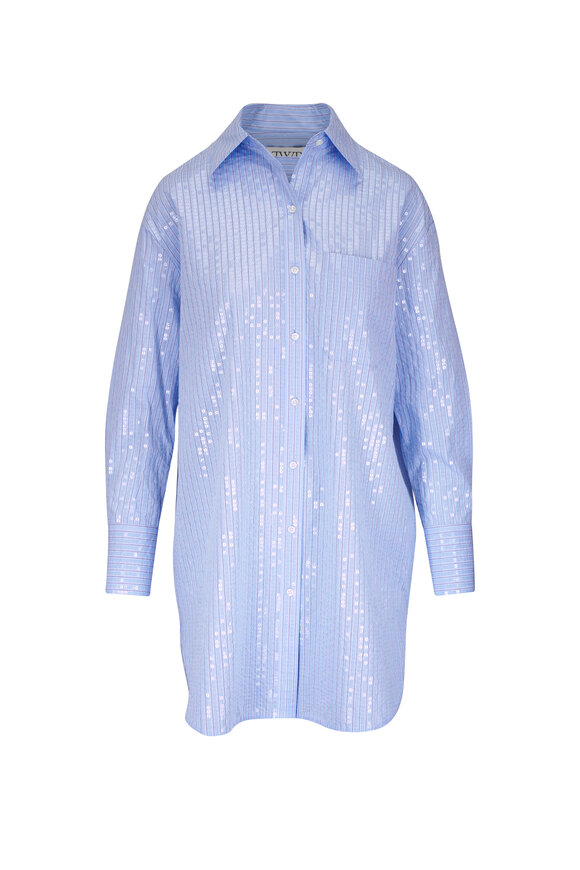 TWP Big Joe Blue & Midnight Sequin Stripe Shirtdress