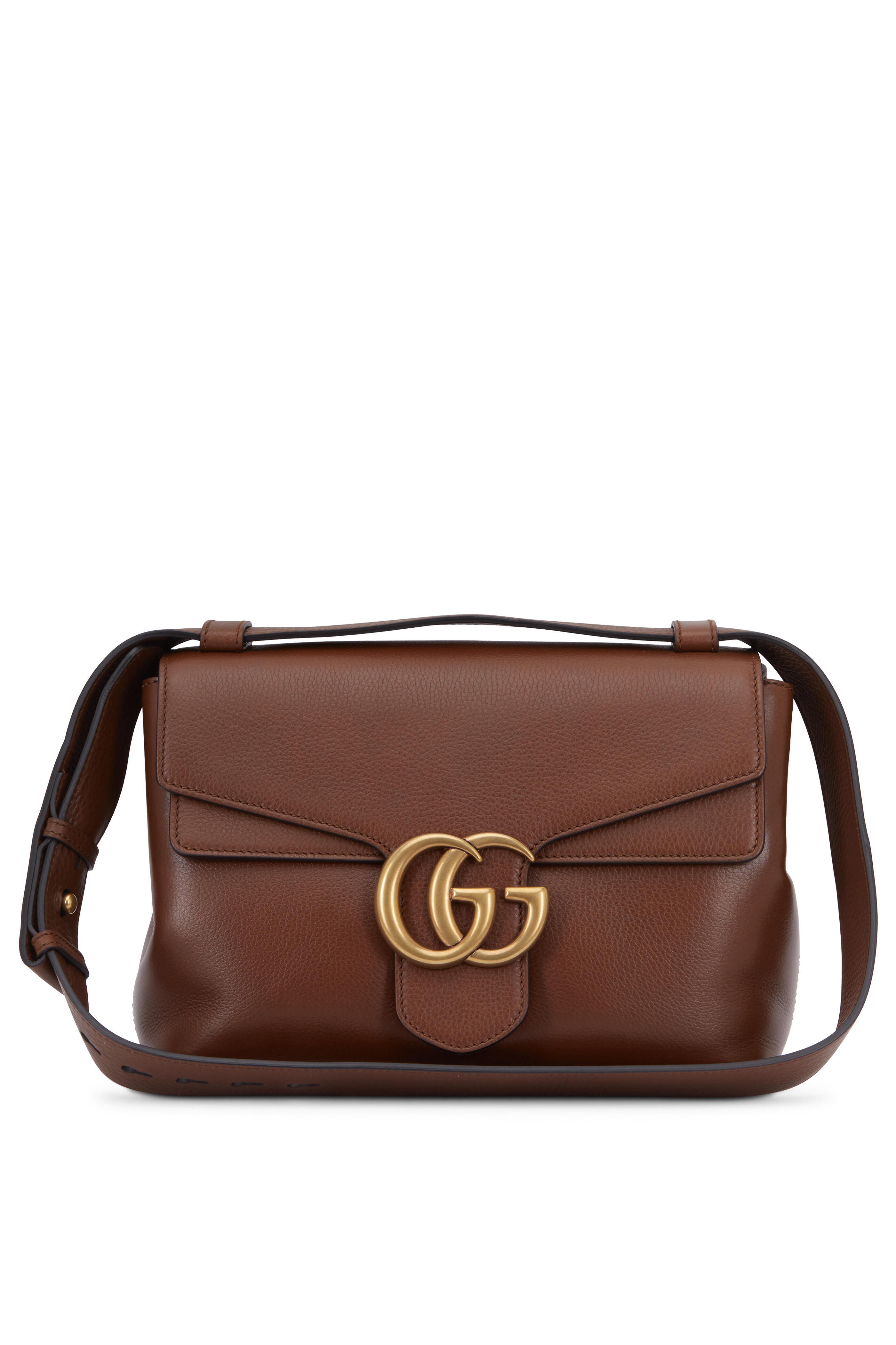 Gucci - GG Marmont Nutmeg Leather Flap Small Shoulder Bag