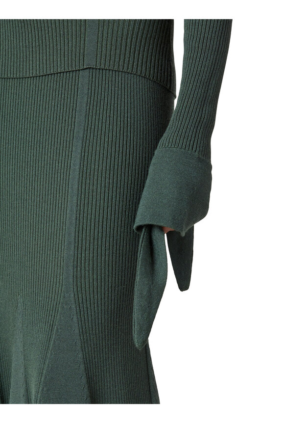 Carolina Herrera - Olive Green Ribbed Knit Turtleneck