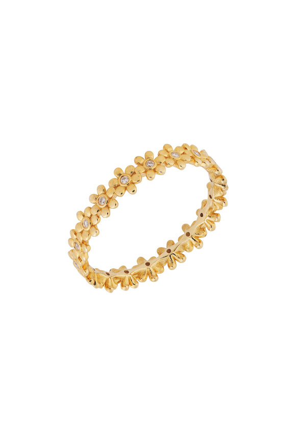 Sydney Evan 14k Yellow Gold Tiny Daisy Diamond Eternity Ring