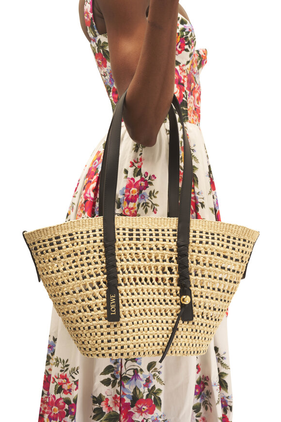 Loewe Medium Braid Basket Iraca Palm & Leather Tote - view 2