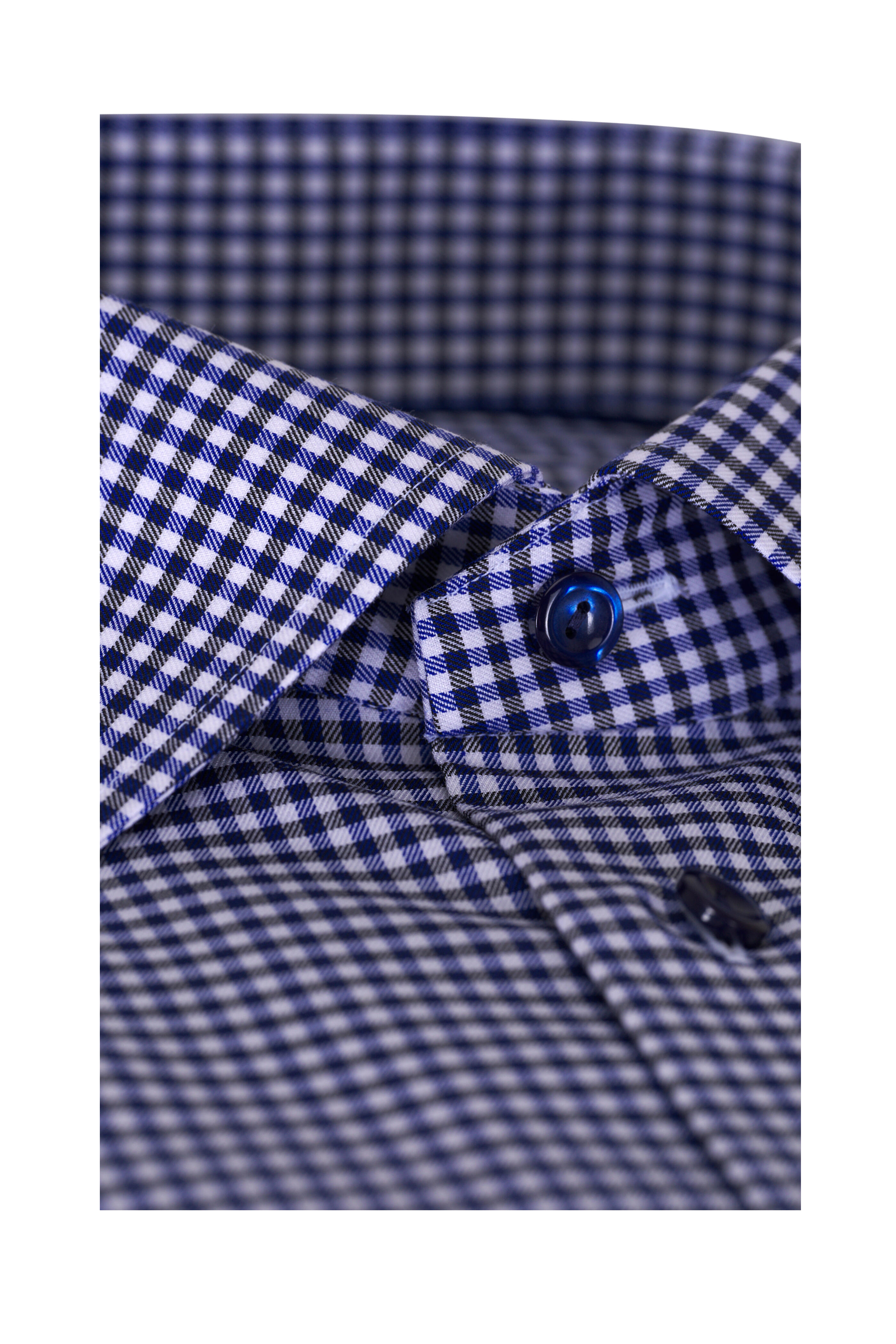 Eton - Navy & White Mini Check Cotton Dress Shirt - view 2