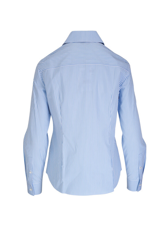 Lafayette 148 New York - Kennedy Oasis Blue Cotton Button Down Shirt 