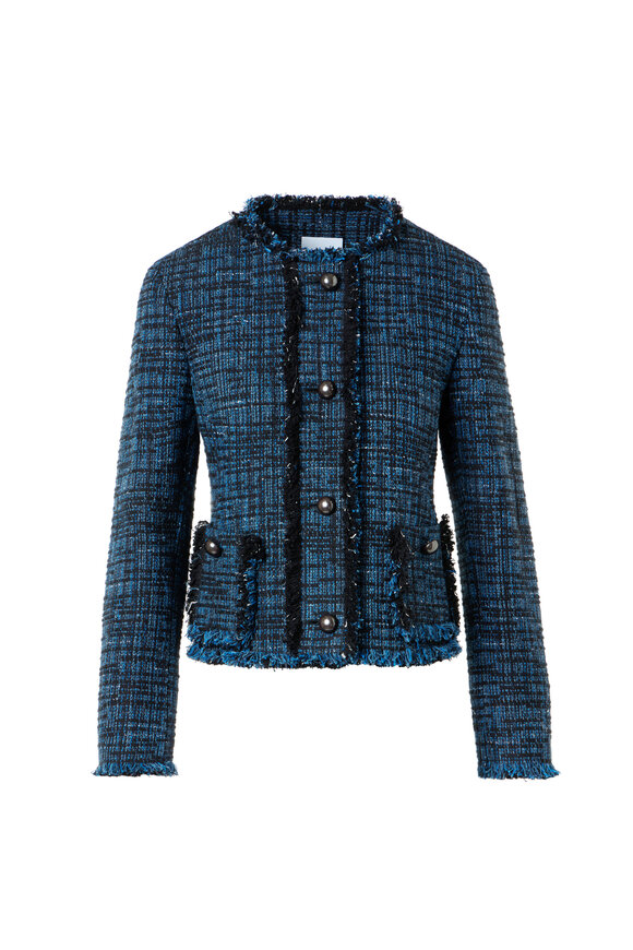 Akris Punto Medium Denim Blue & Black Tweed Jacket - view 1