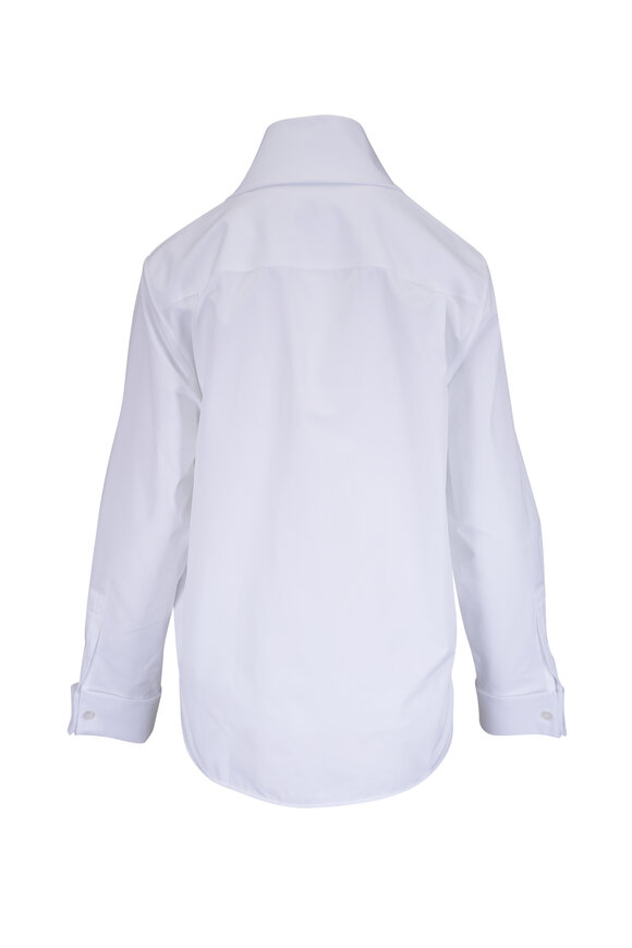 Saint Laurent Lavallière White Cotton Poplin Tie Detail Shirt - view 3