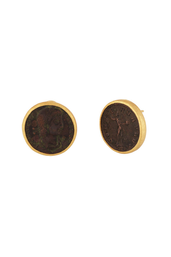 Gurhan 24k Gold Roman Imperial Coin Earring - view 1