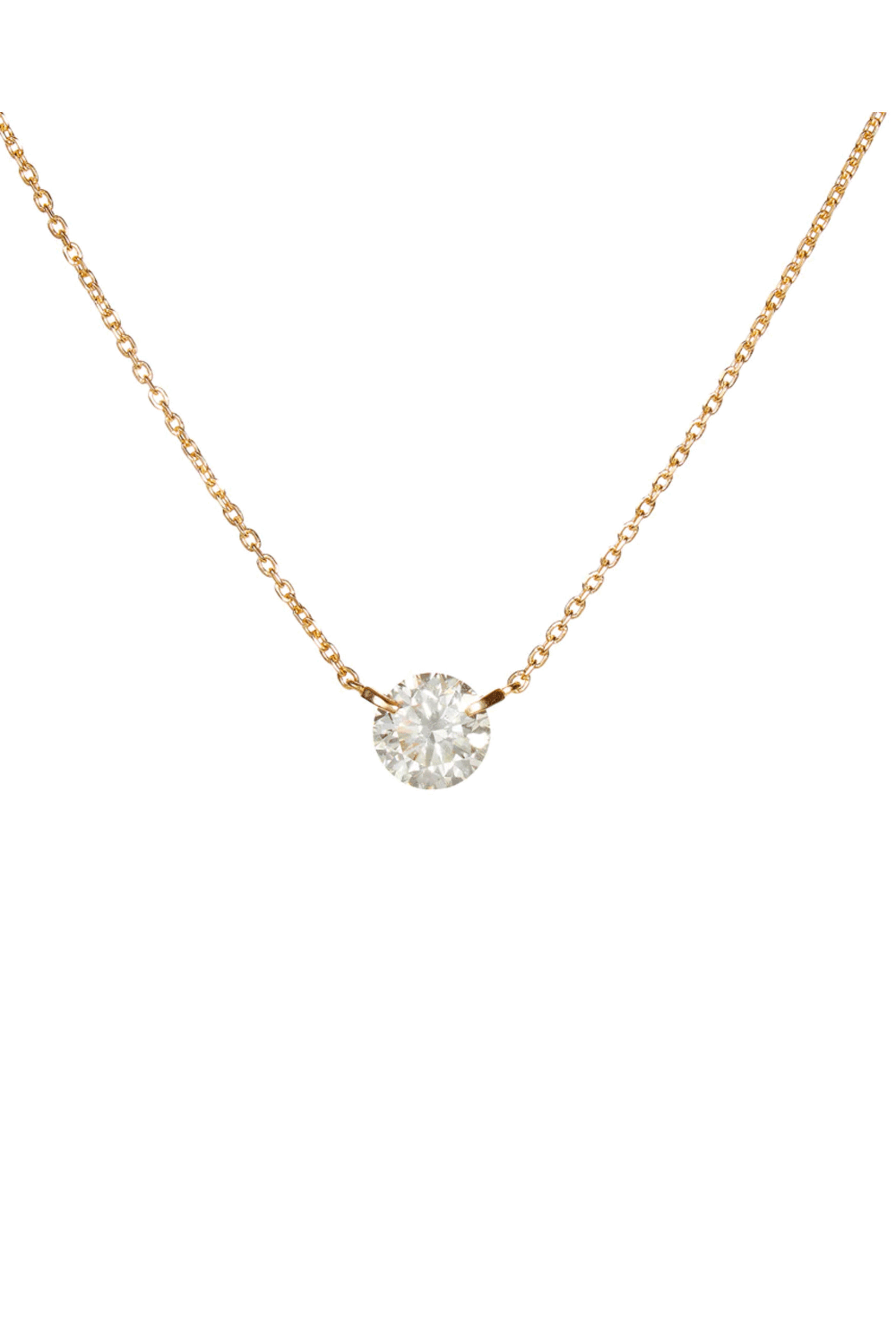 Kai Linz - 18k Rose Gold Single Floating Diamond Necklace