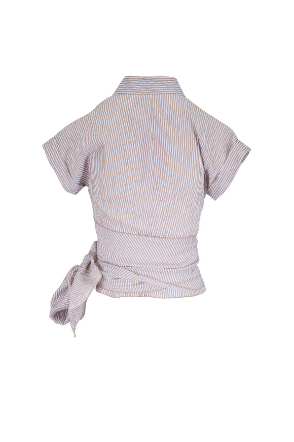 Talbot Runhof Sand Seersucker Wrap Top - view 2