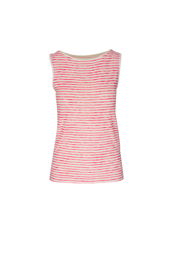 Majestic Red Striped Boat Neck Tank 