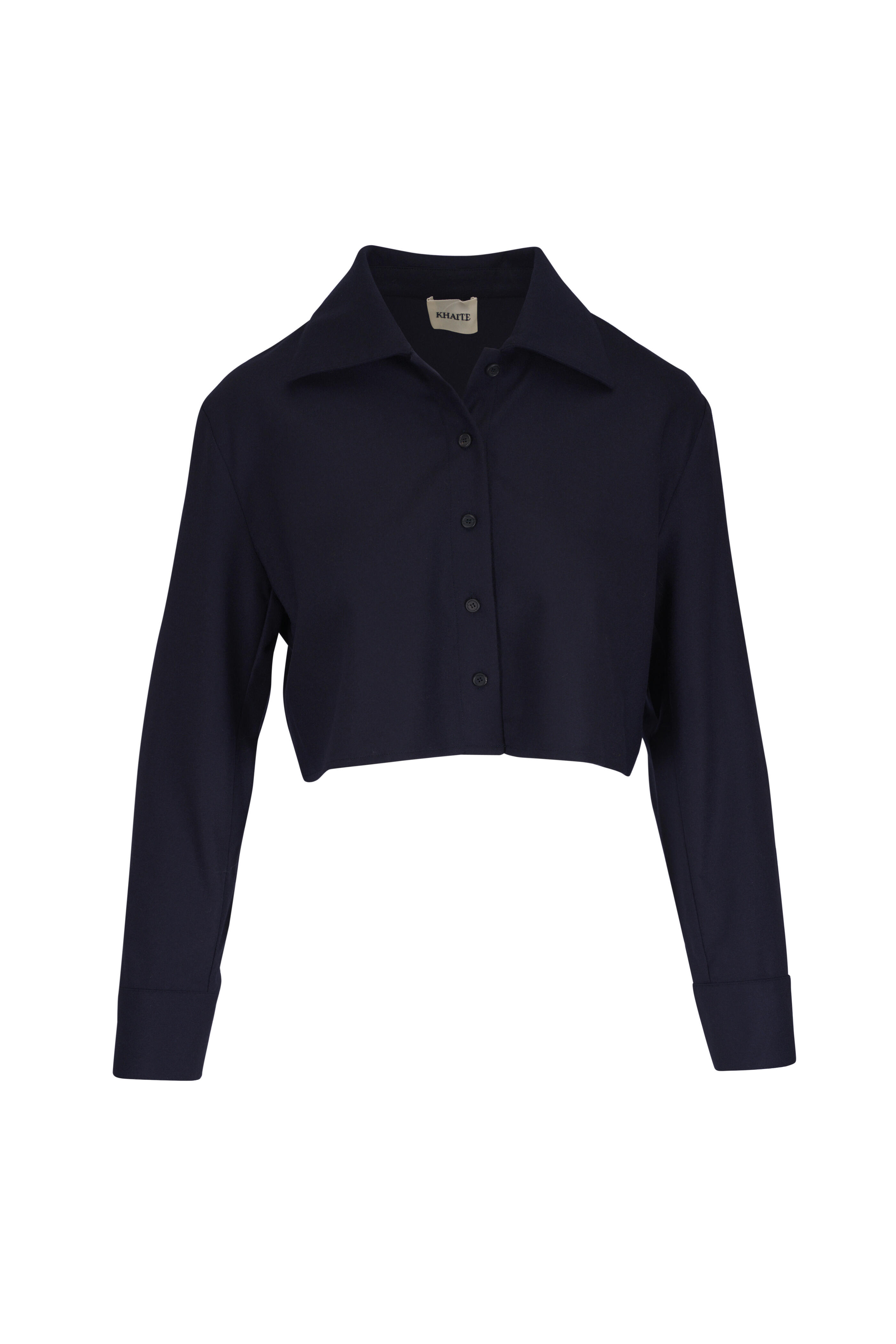 Khaite - Jasen Dark Navy Cropped Button Up Shirt