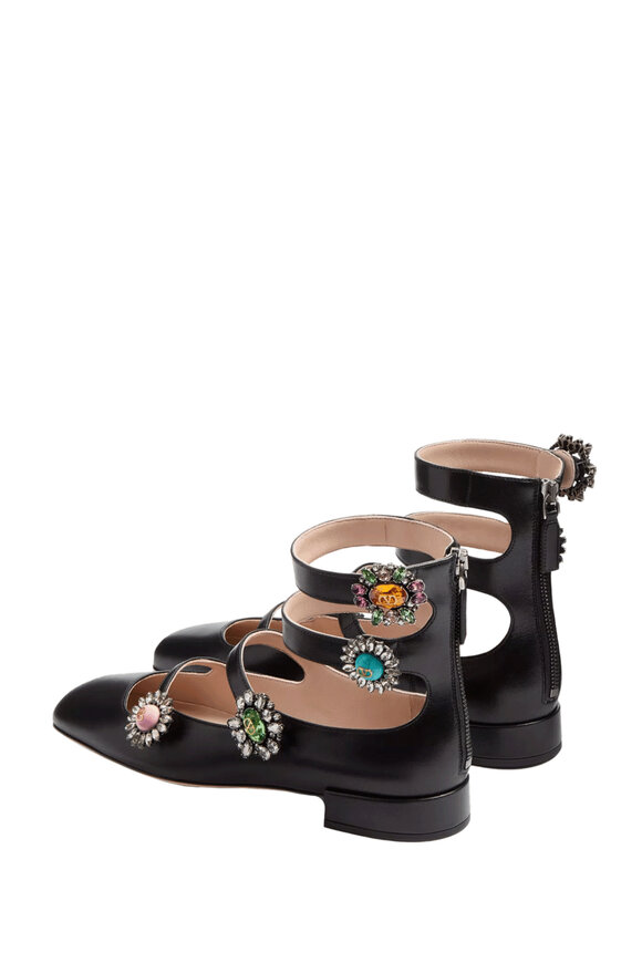 Valentino Garavani - Black & Platino Ballerina Jewel Strappy Flat