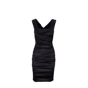 Dolce & Gabbana - Black Stretch Silk Ruched Cocktail Dress