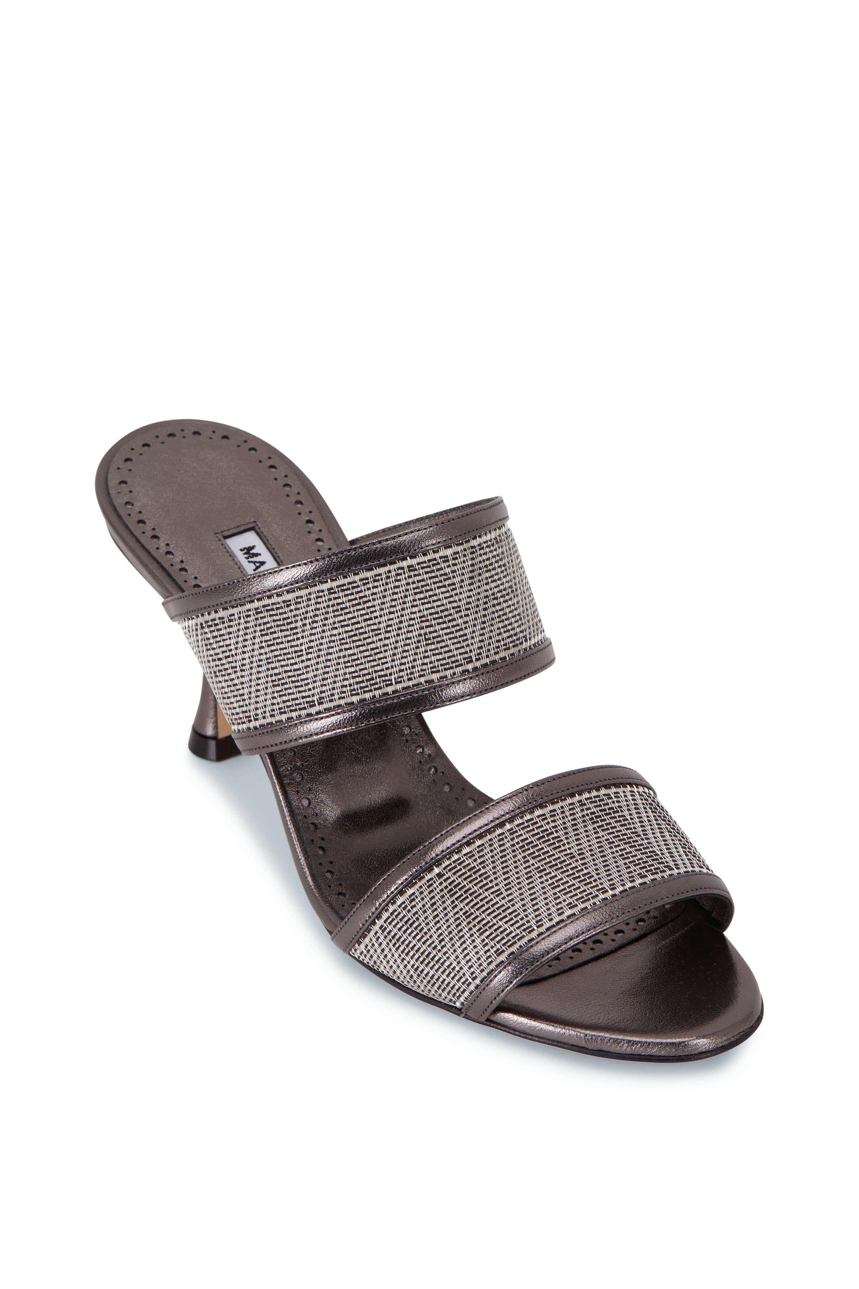 Manolo Blahnik - Bezant Anthracite 2 Band Mule, 70mm