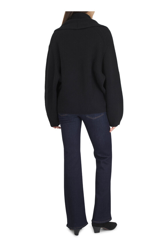Totême Black Shawl Lapel Cardigan - view 3