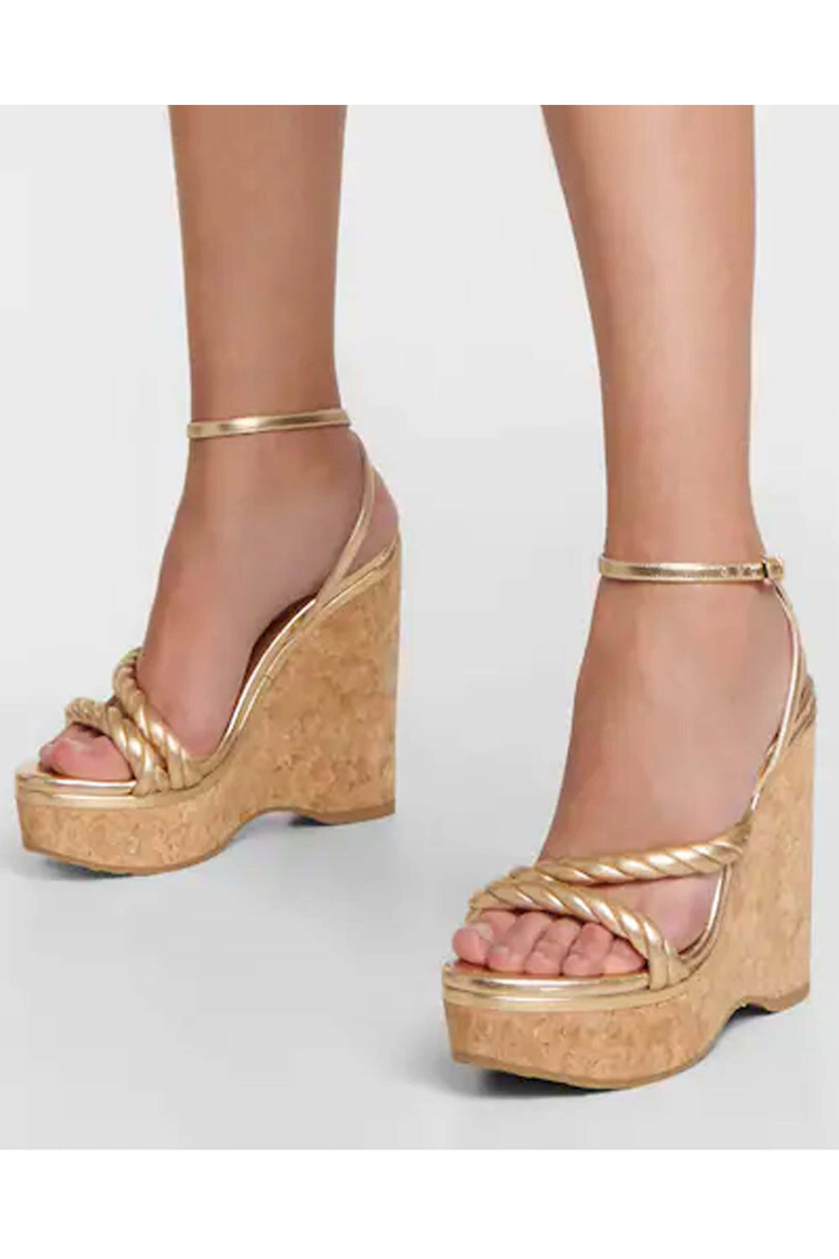 Jimmy Choo - Diosa Wedge Sandal in Gold | Mitchell Stores