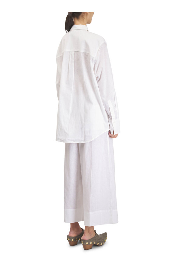 Totême Summer White Oversized Cotton & Linen Shirt - view 4