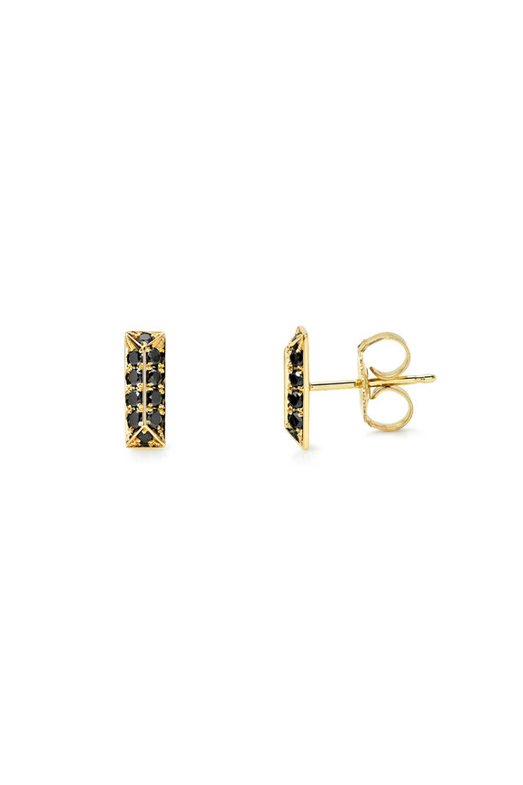 Dru 14k Yellow Gold Black Diamond Beacon Studs
