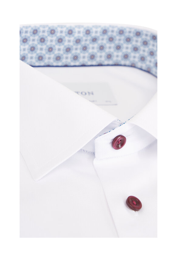 Eton White Geometric Detail Cotton Dress Shirt - view 2