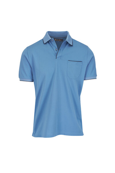 Loro Piana 半袖ポロシャツ Lサイズ ブルー イタリア製 コットン Loro Piana - Sky Blue Cotton Pique Polo | Mitchell Stores
