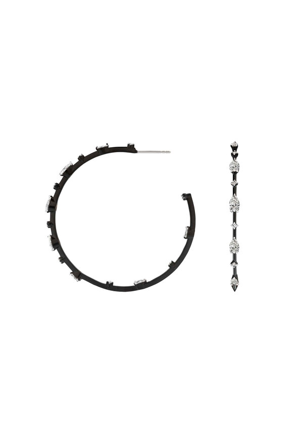 Mariani - 18K Blackened White Gold Diamond Hoops