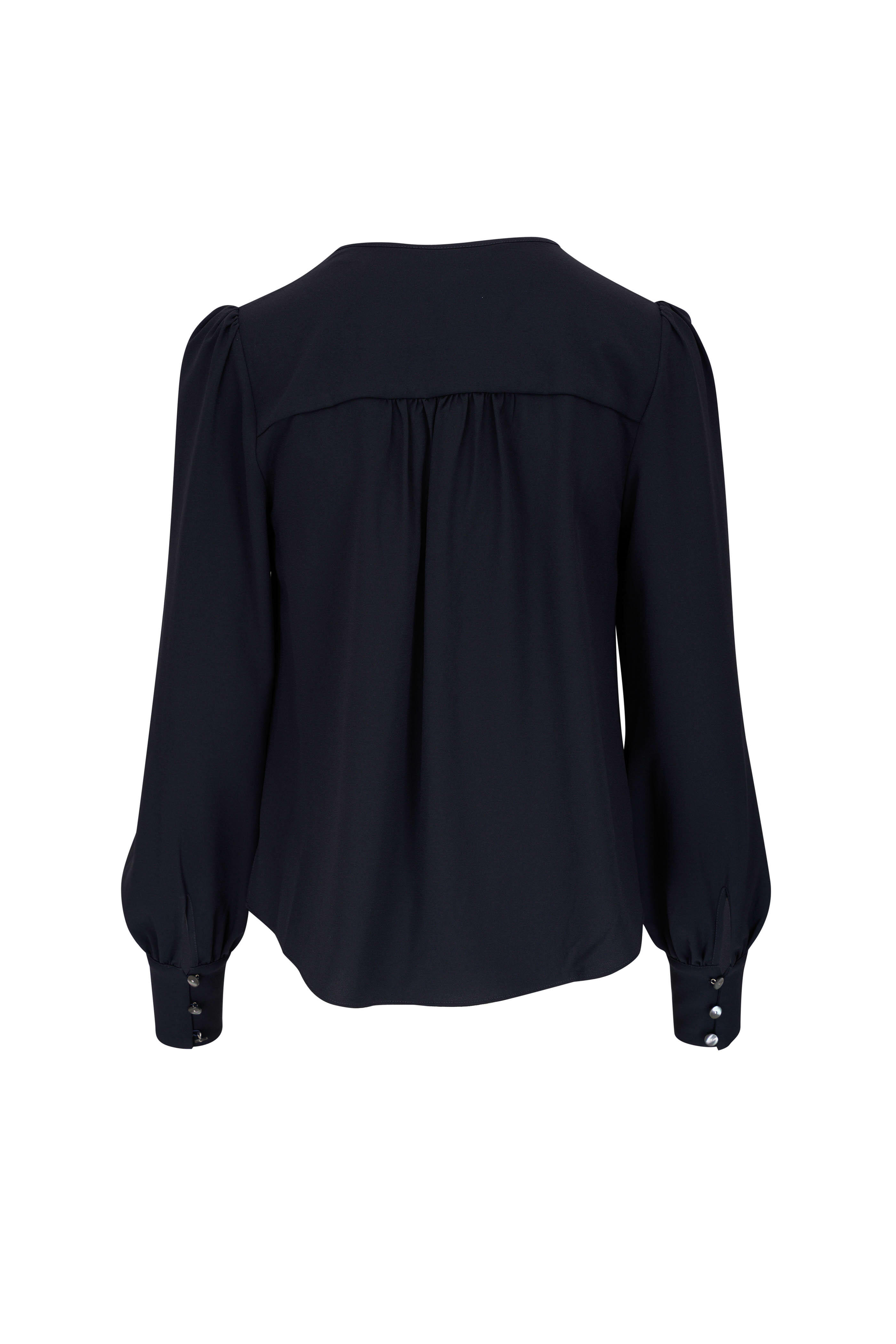 Veronica Beard - Sura Navy Puff Sleeve Blouse | Mitchell Stores