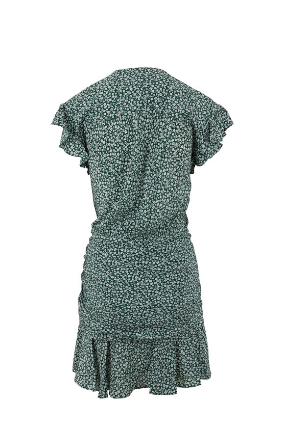 Veronica Beard - Marla Forest Green Ruched Silk Dress