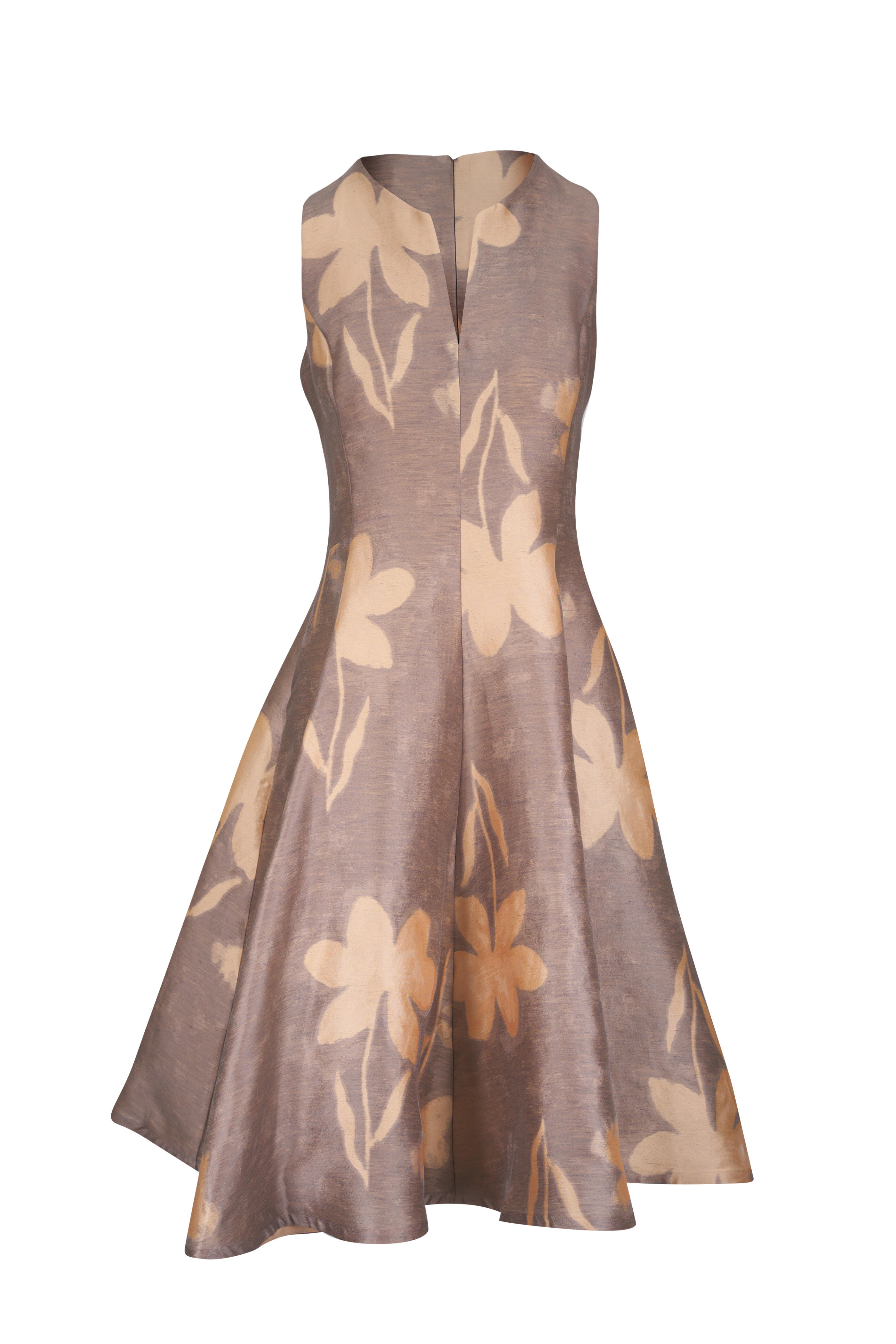 Sara Roka - Mamie Antique Gold Floral Midi Dress