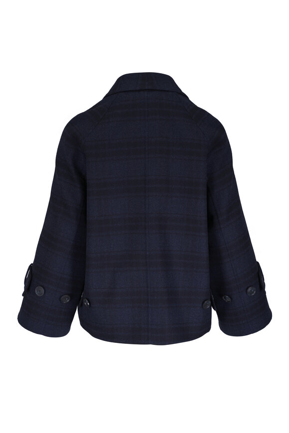 Akris Alisa Black & Denim Plaid Wool Jacket - view 4
