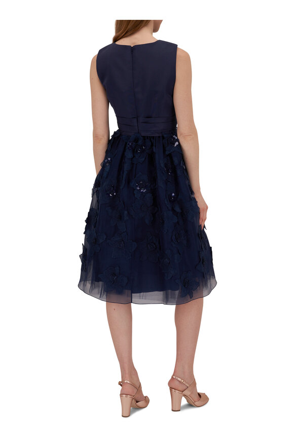 Carolina Herrera - Navy Silk Embellished A-Line Dress