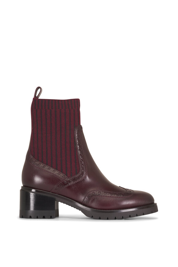 Santoni Ferret Burgundy Leather Short Boot, 50mm - view 2