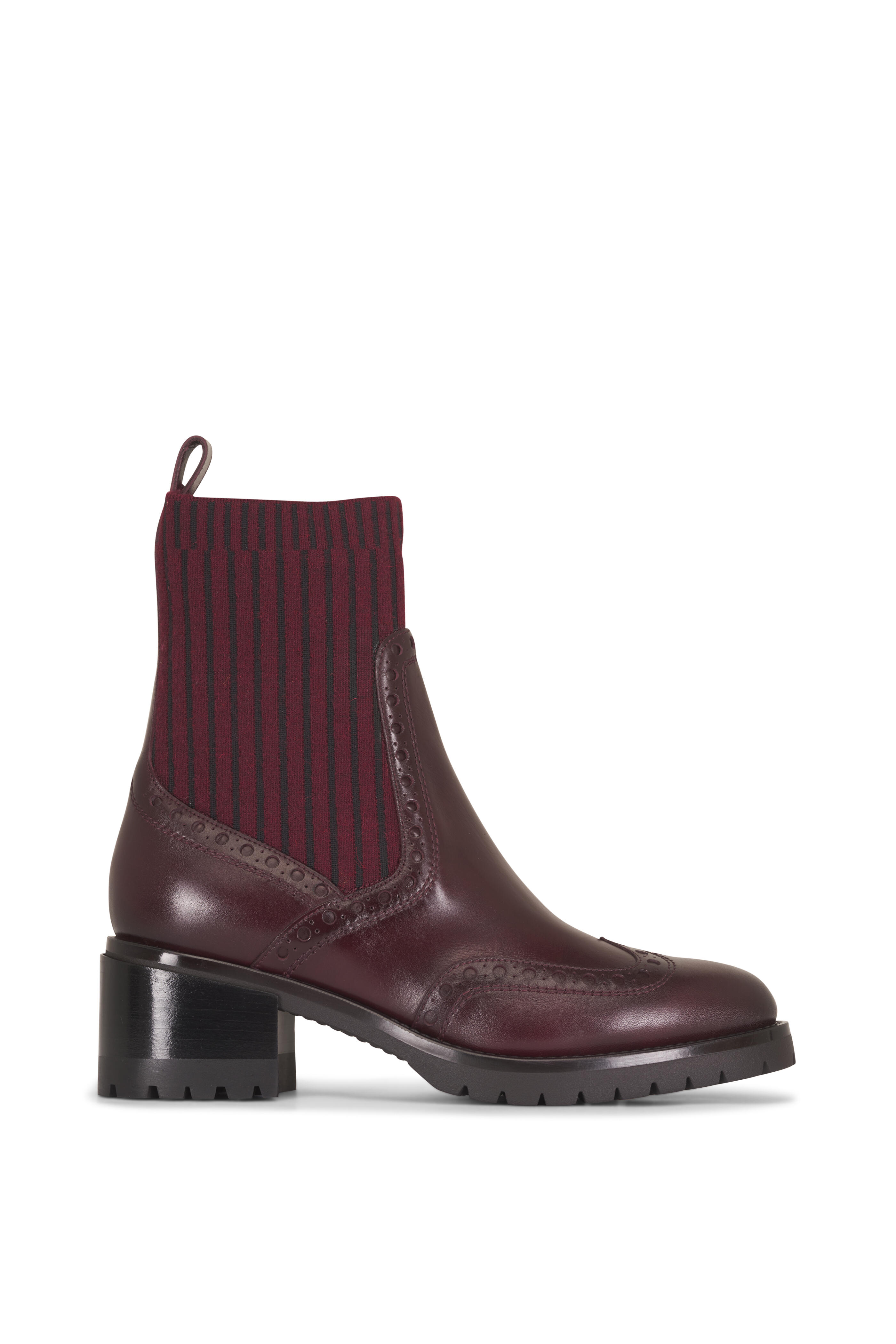 Santoni - Ferret Burgundy Leather Short Boot, 50mm - view 2