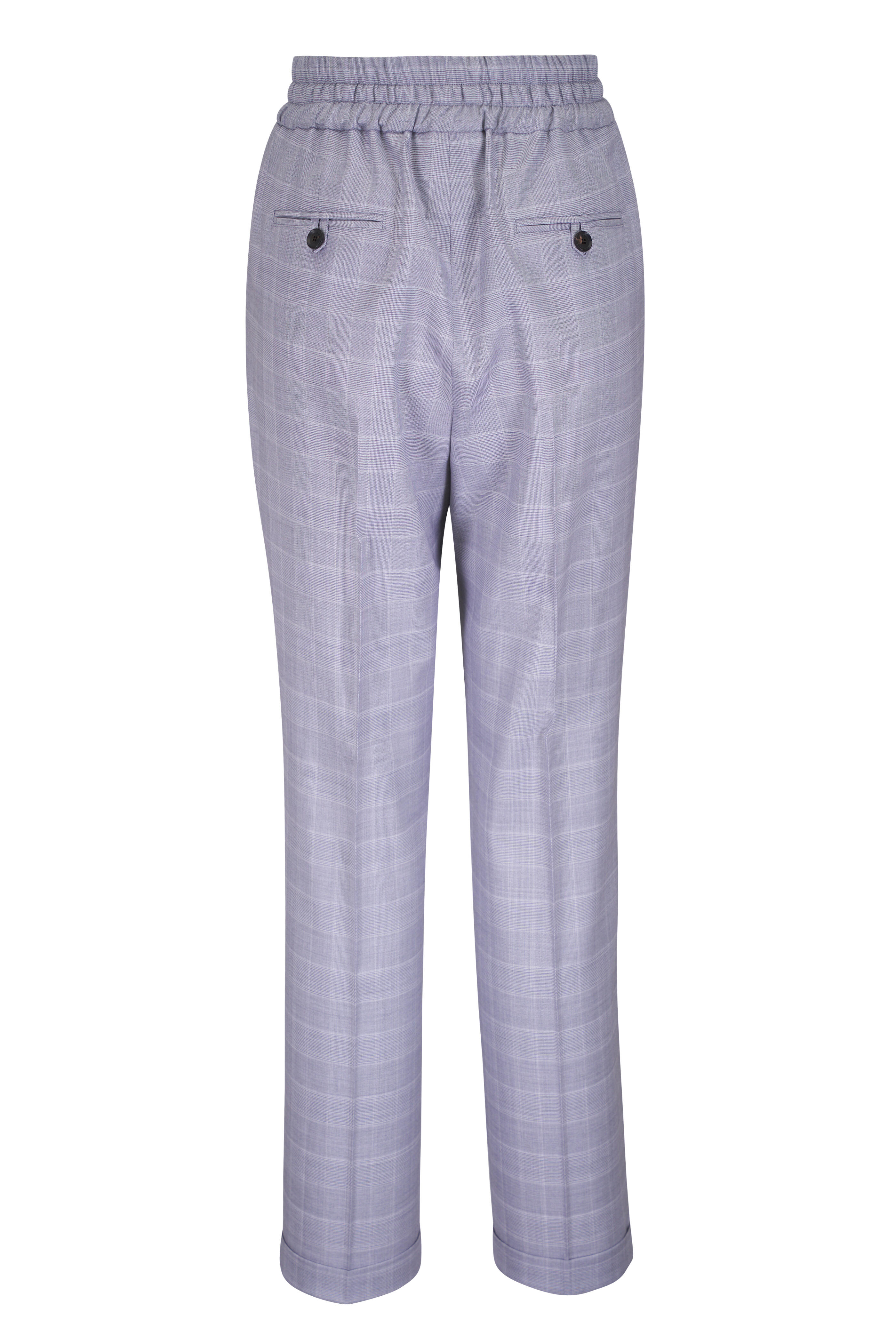 Kiton - Gray Plaid Wool Jogger Pant