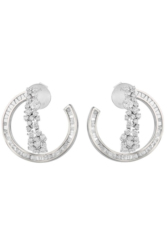 Ananya Fine Jewelry Scatter Diamond Double Hoop Earrings