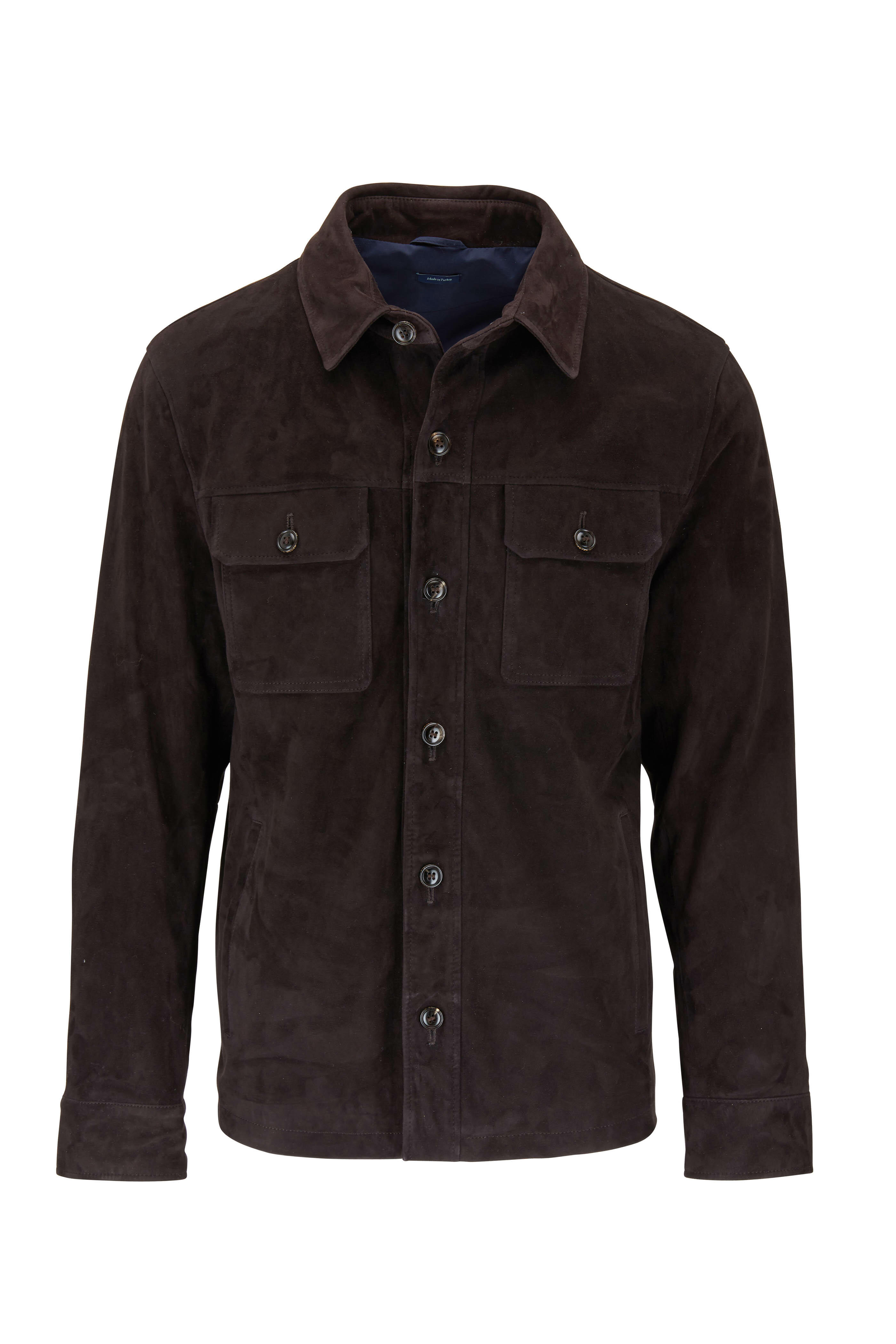 Peter Millar - Journeyman Dark Brown Suede Overshirt