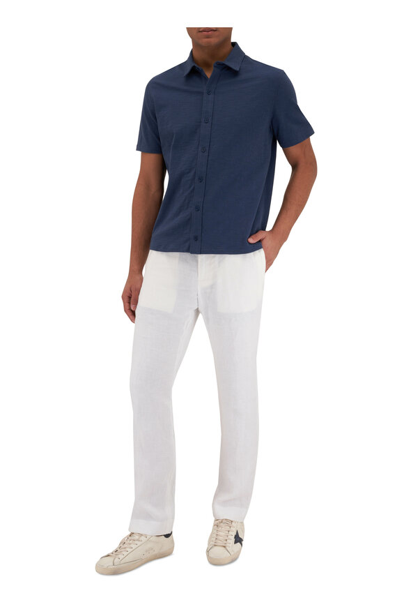 Vince - Twilight Blue Slub Cotton Short Sleeve Shirt