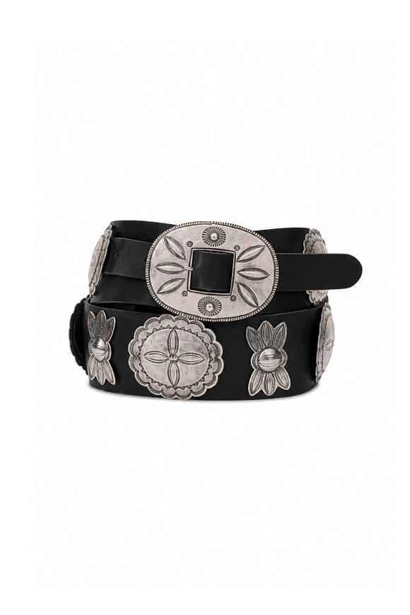 Ralph Lauren Black Leather Vacchetta Concho Belt - view 1