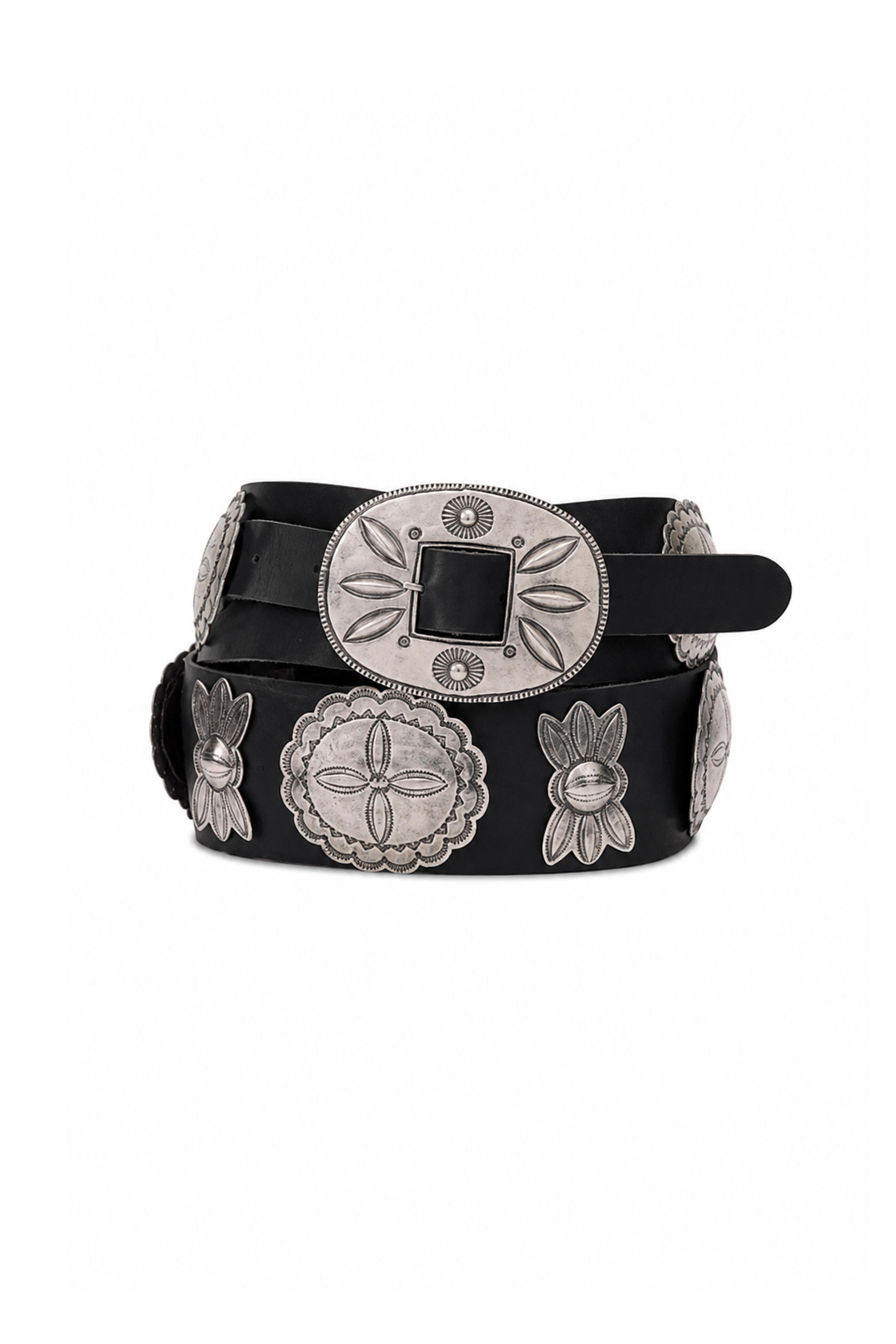 Ralph Lauren - Black Leather Vacchetta Concho Belt - view 1
