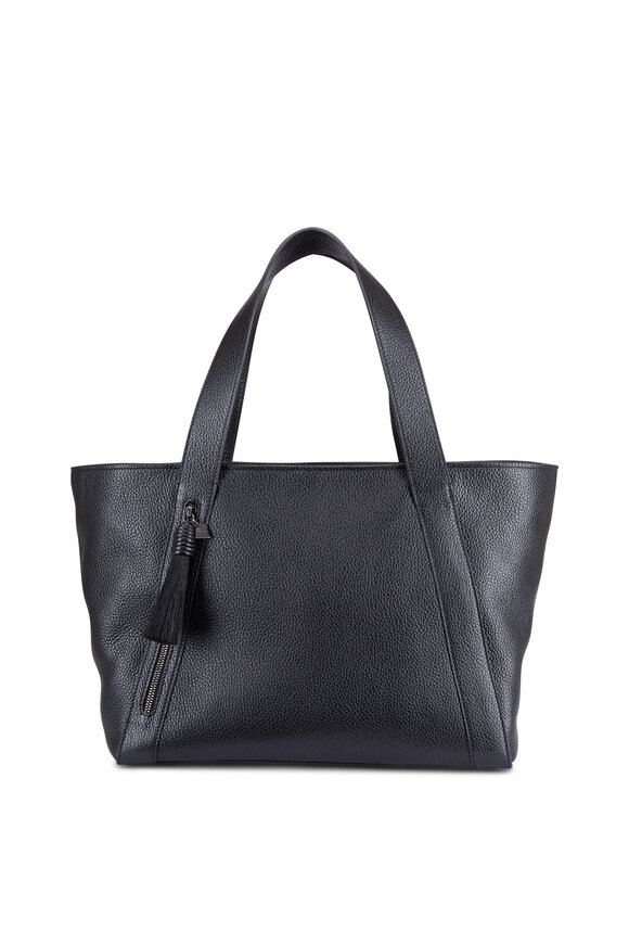 Akris - Alexa Black Leather Horsehair Tassel Small Tote