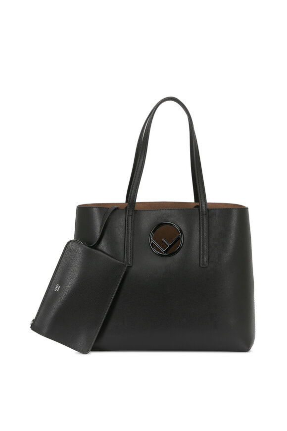 Fendi - Black Grained Leather Logo Shopper