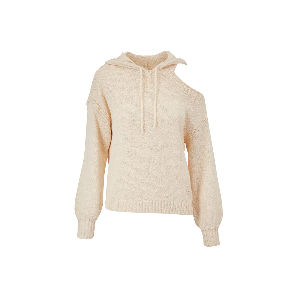 PAIGE - Vetra Oatmeal Cold Shoulder Hooded Sweater