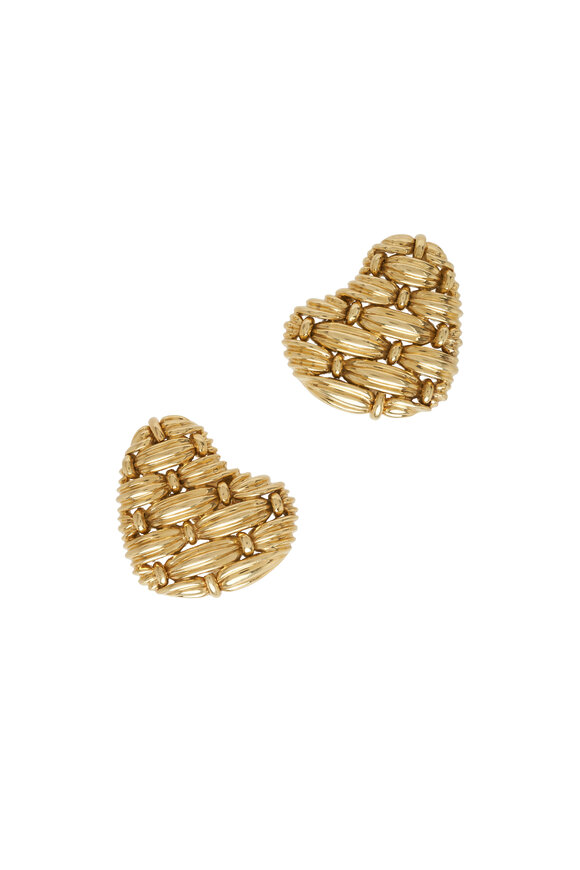 Estate Jewelry Yellow Gold Heart Earrings