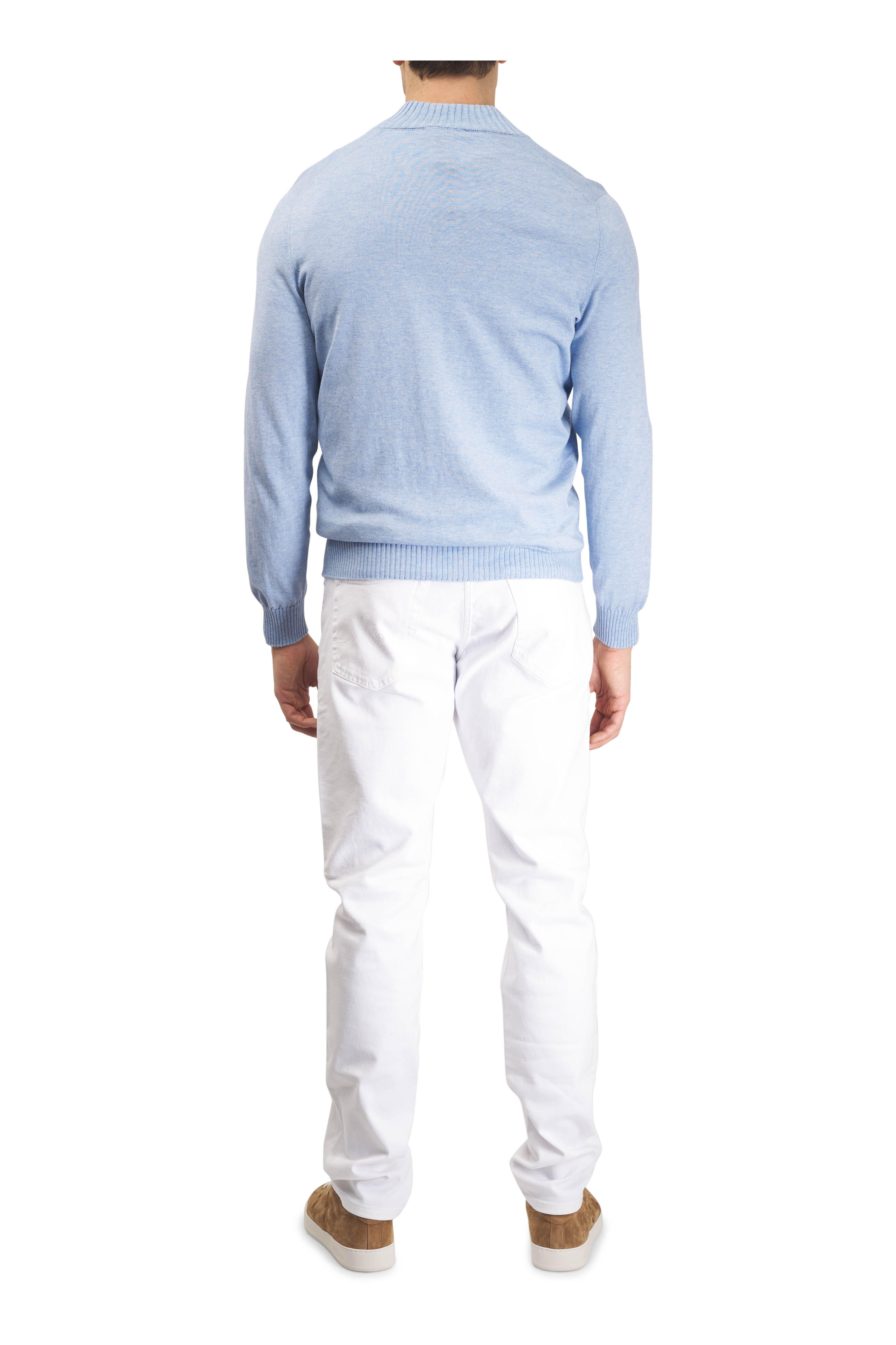 Gran Sasso - Light Blue Cotton & Cashmere Quarter Zip