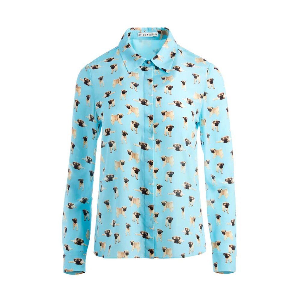Alice Olivia Pug Party Willa Button Down Shirt