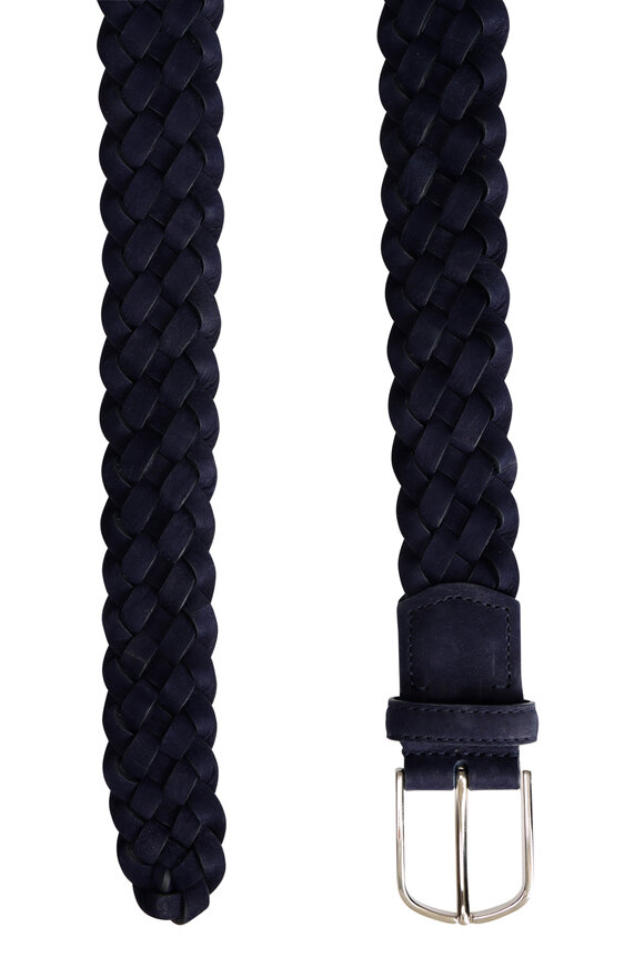 Simonnot-Godard Navy Blue Braided Suede Belt - view 2