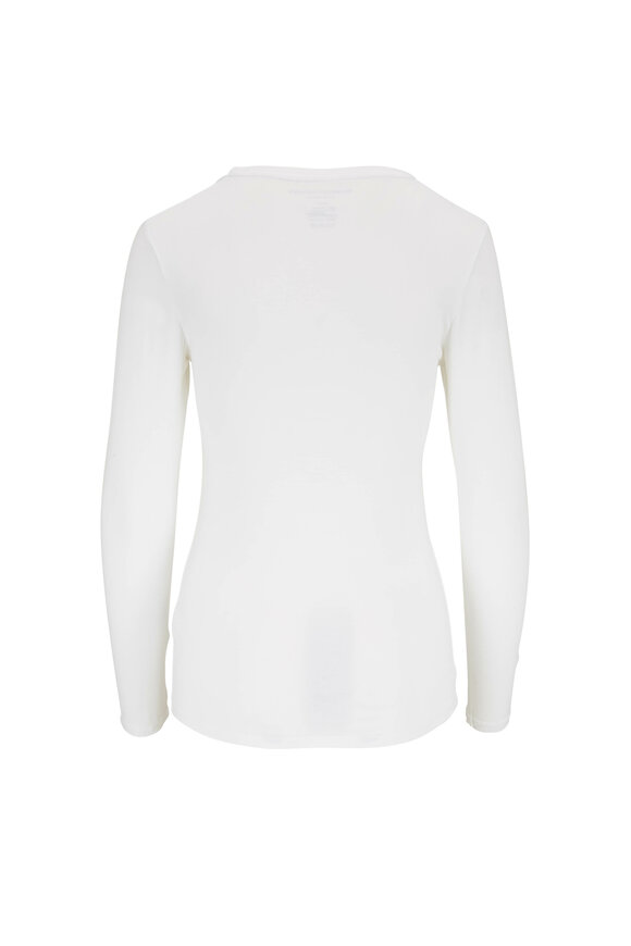 Majestic - White Superwashed V-Neck Long Sleeve T-Shirt