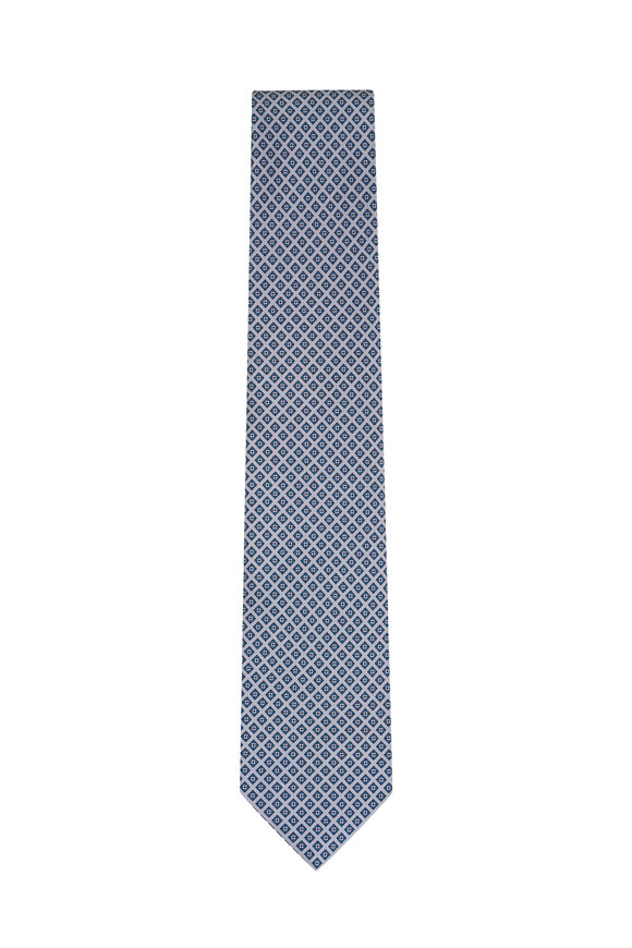 Brioni Bluette & Flannel Micro Print Necktie