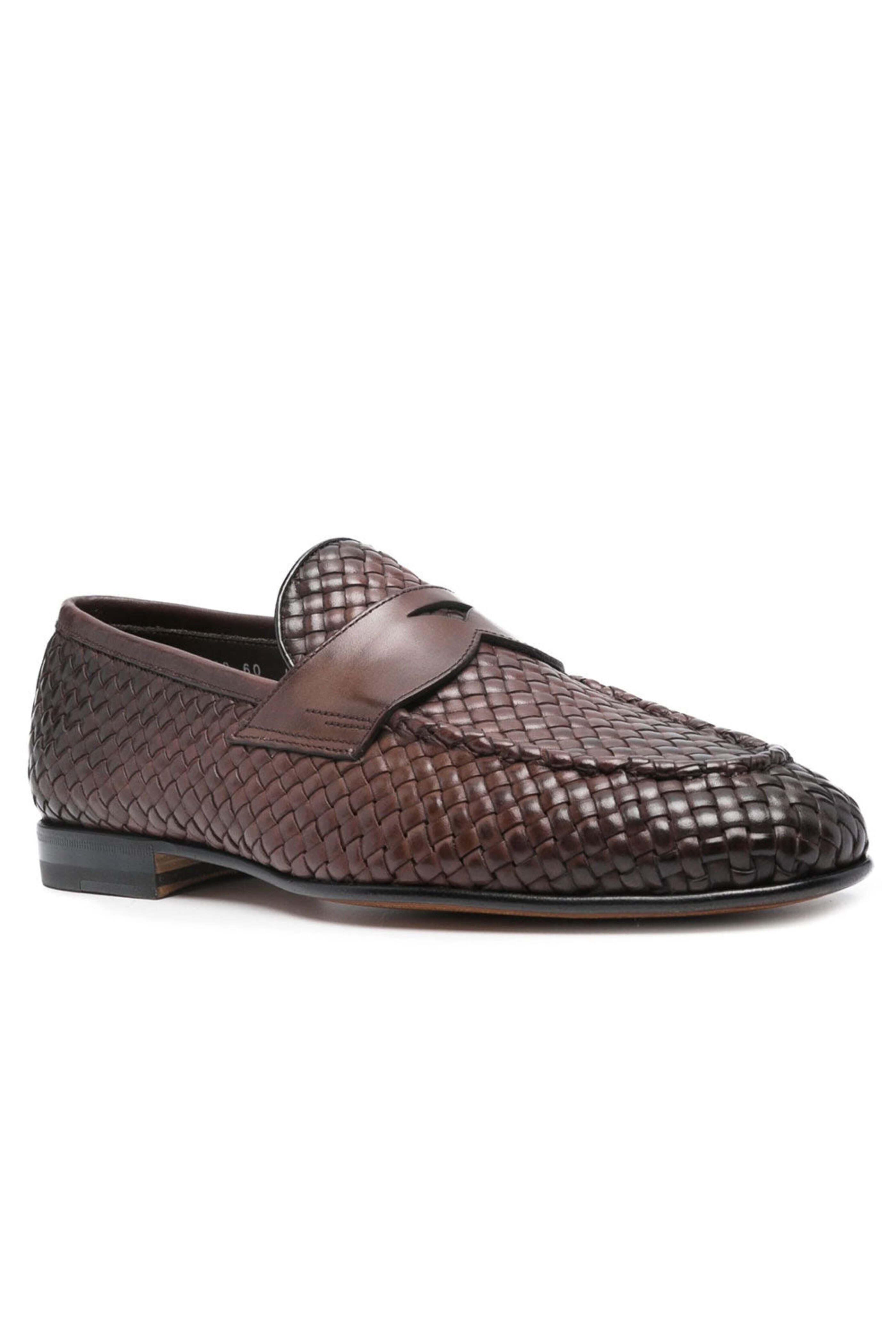 Santoni - Gwendale Woven Loafer in Dark Brown